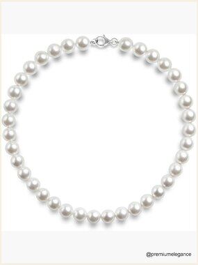 Simulated Shell Pearl Strand Choker Necklace 18in